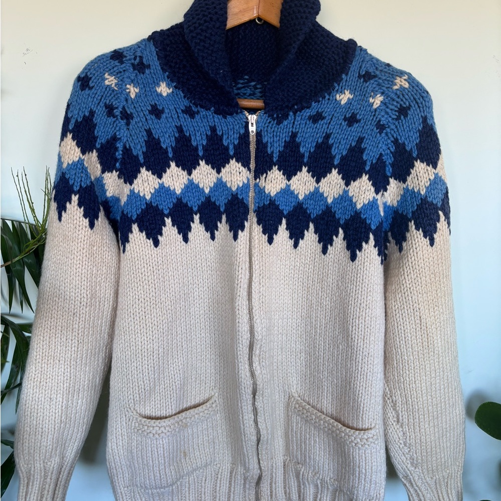 Vintage hand knit Cowichan style sweater